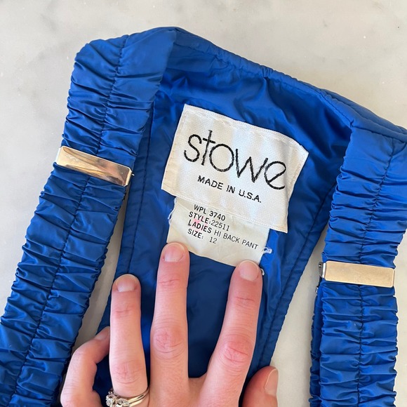 Vintage 80s Blue Ski Snow Bib Overalls by Stowe / Women's Small - Picture 6 of 12